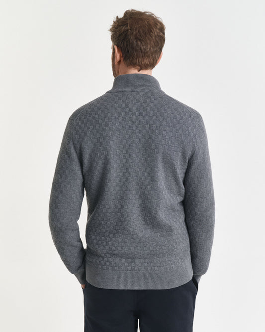 Micro Textured Zip Sweater