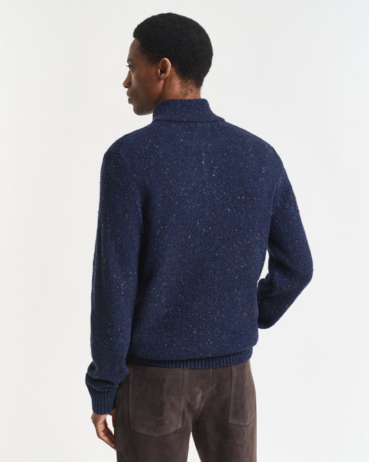 Wool Blend Nepps Half-Buttoned Sweater