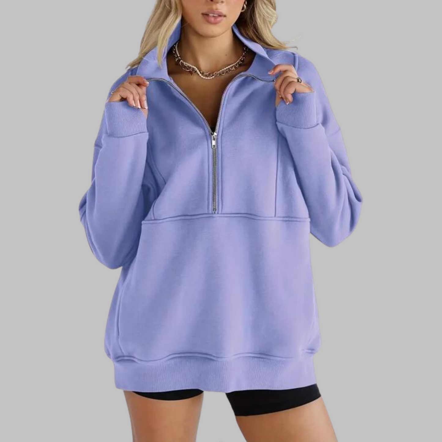 ✨Top-1 Pullover 2025✨Women Fall/Winter Comfy Collar Half Zip Oversized Long Sleeve Sweatshirt