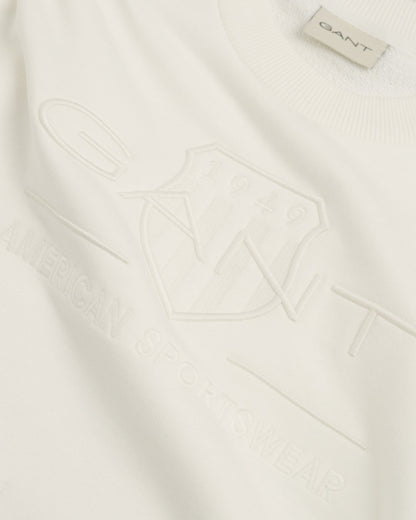 Men's Tonal Shield Crew Neck Sweatshirt - EGGSHELL