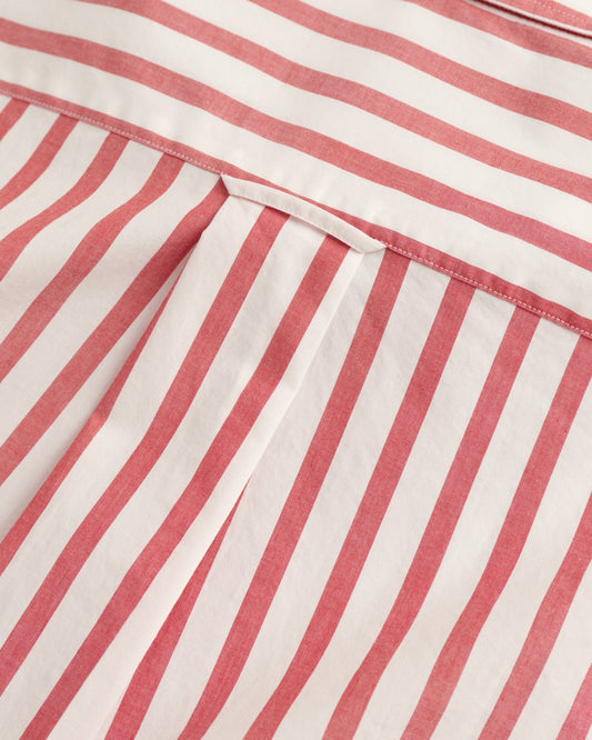 Men's Regular Fit Wide Striped Poplin Shirt - RUBY RED