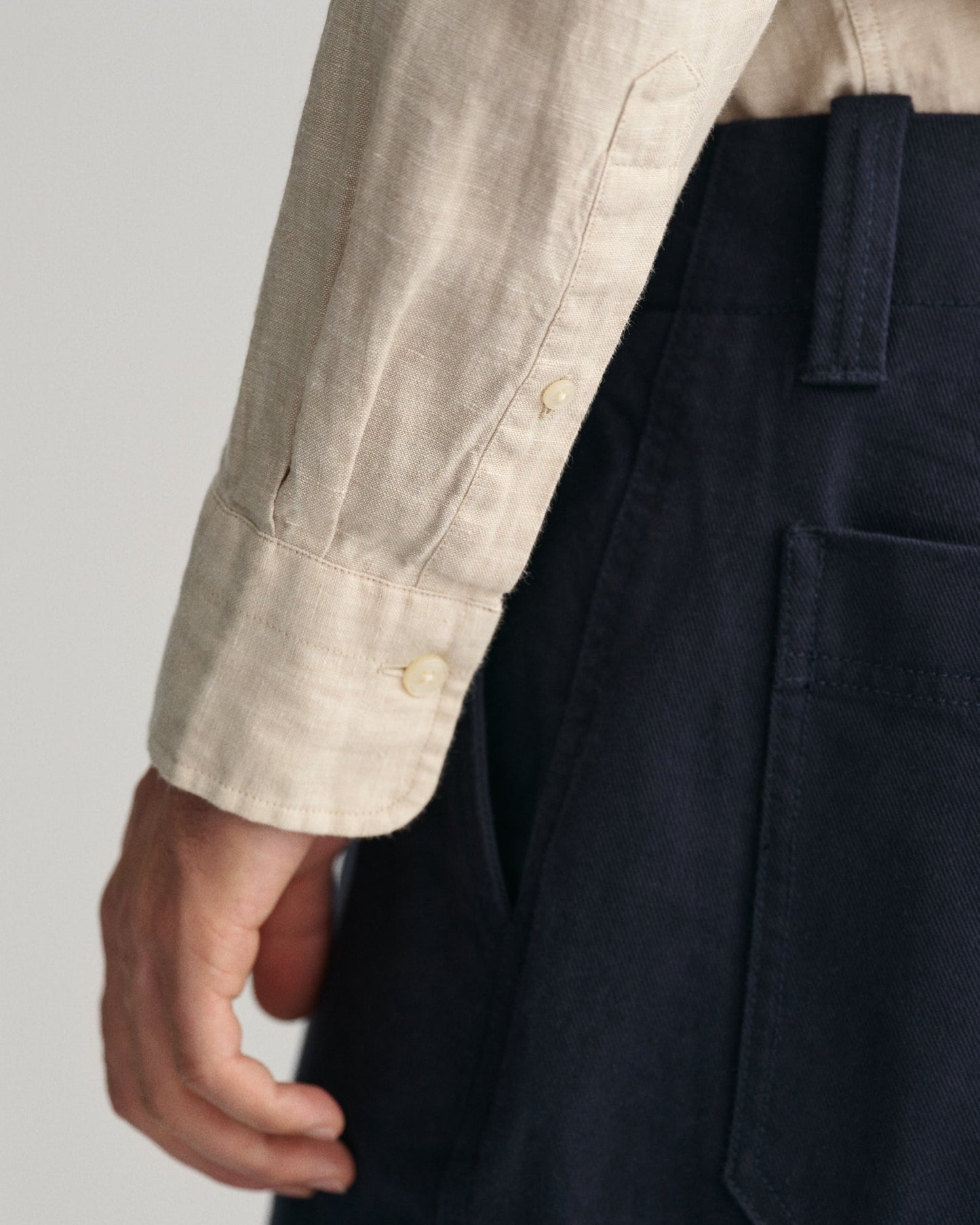Men's Slim Fit Linen Shirt - DRY SAND