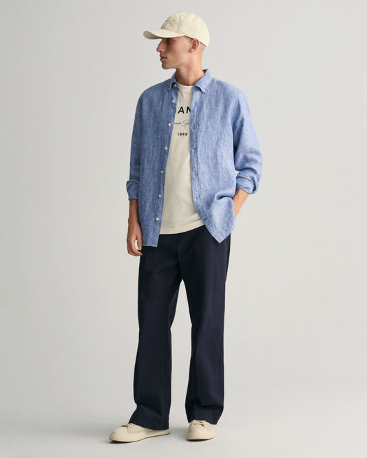 Men's Slim Fit Linen Shirt - RICH BLUE