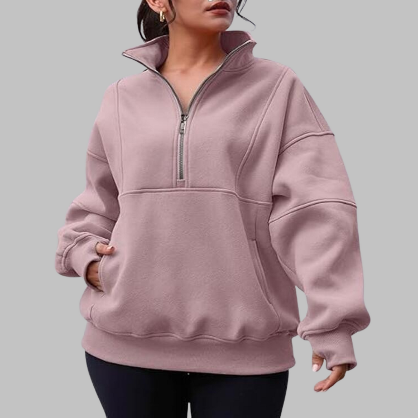 ✨Top-1 Pullover 2025✨Women Fall/Winter Comfy Collar Half Zip Oversized Long Sleeve Sweatshirt