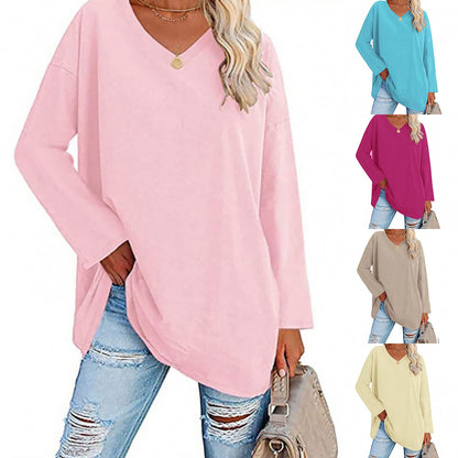 🔥Up to 69% OFF Today🔥Women Fall/Winter 2025 Oversized Tops Long Sleeve Casual V-neck Loose T-shirts