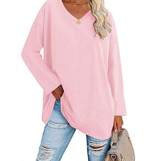 🔥Up to 69% OFF Today🔥Women Fall/Winter 2025 Oversized Tops Long Sleeve Casual V-neck Loose T-shirts
