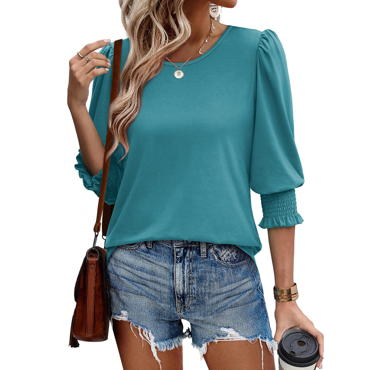 🥳Women Summer Printed Tops Elbow Sleeve Loose Fit Tee