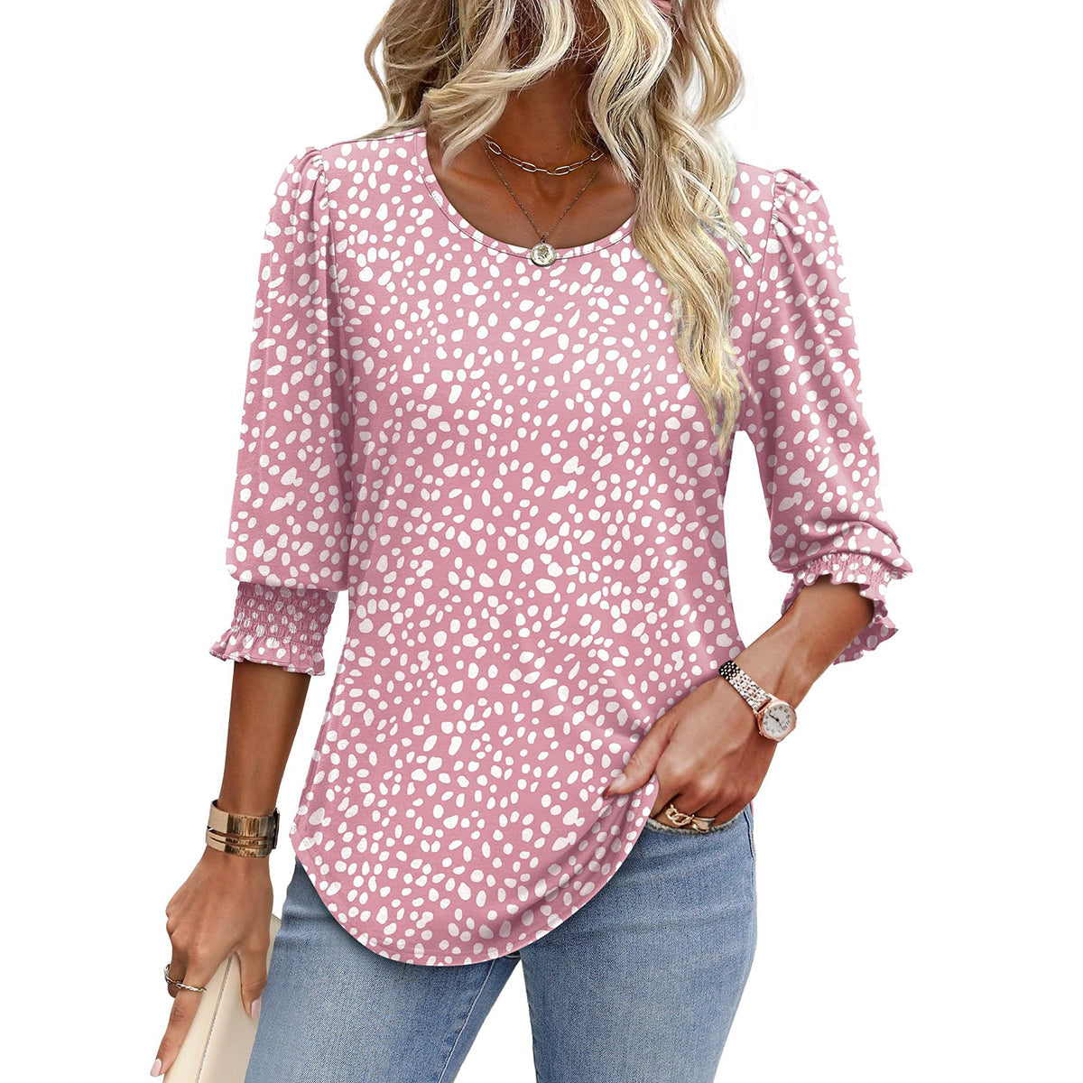 🥳Women Summer Printed Tops Elbow Sleeve Loose Fit Tee