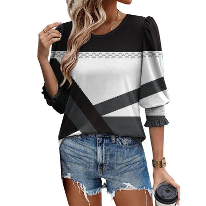 🥳Women Summer Printed Tops Elbow Sleeve Loose Fit Tee