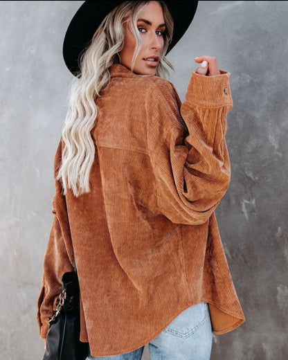 Women Fall/Winter Vintage Casual Velvet Shirt Long Sleeve Blouse