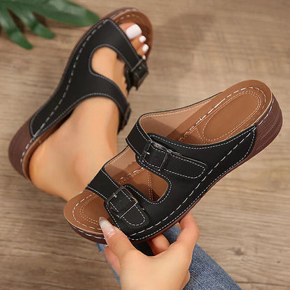 😍Last Day 50% OFF😍-Women's Double Buckle Adjustable Slides Orthopedic Sandals