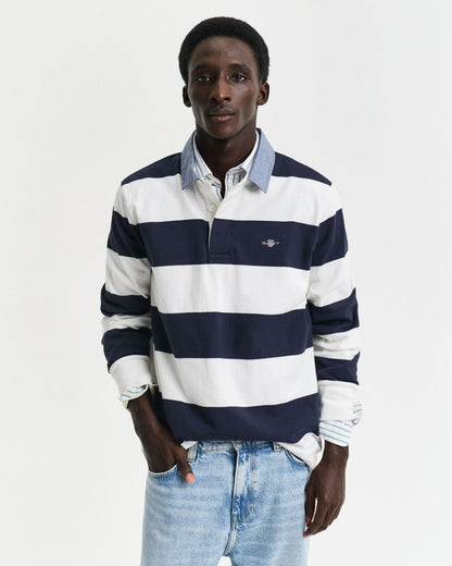 Chambray Collar Striped Heavy Rugger