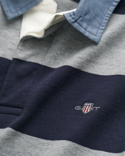 Chambray Collar Striped Heavy Rugger