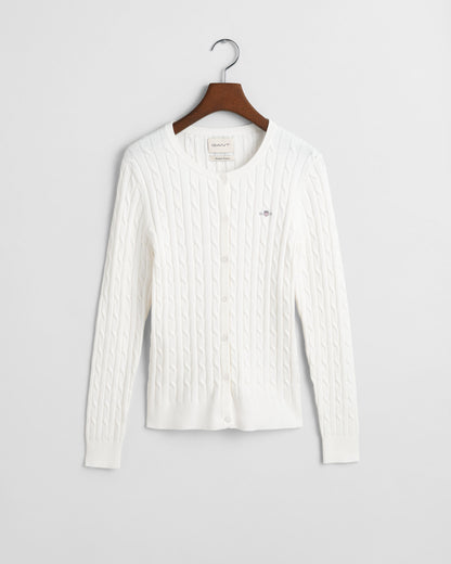 Stretch Cotton Cable Knit Cardigan