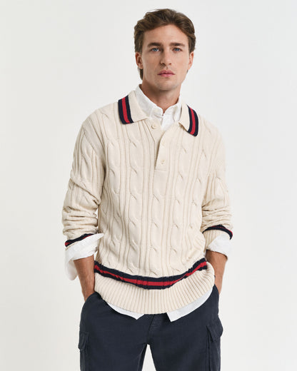 Cable Knit Polo Sweater