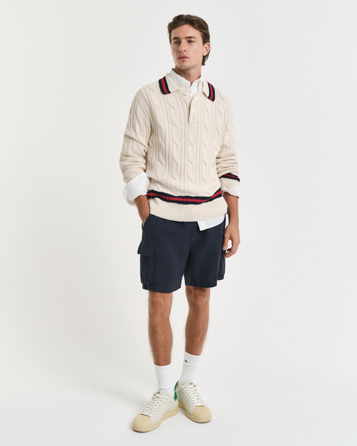 Cable Knit Polo Sweater