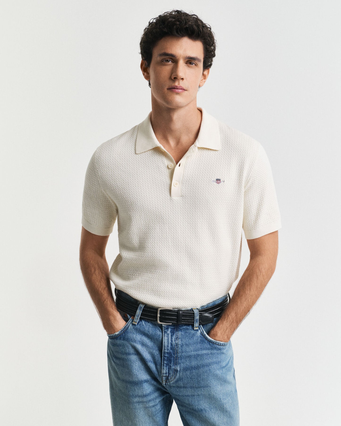 Textured Cotton Polo Shirt