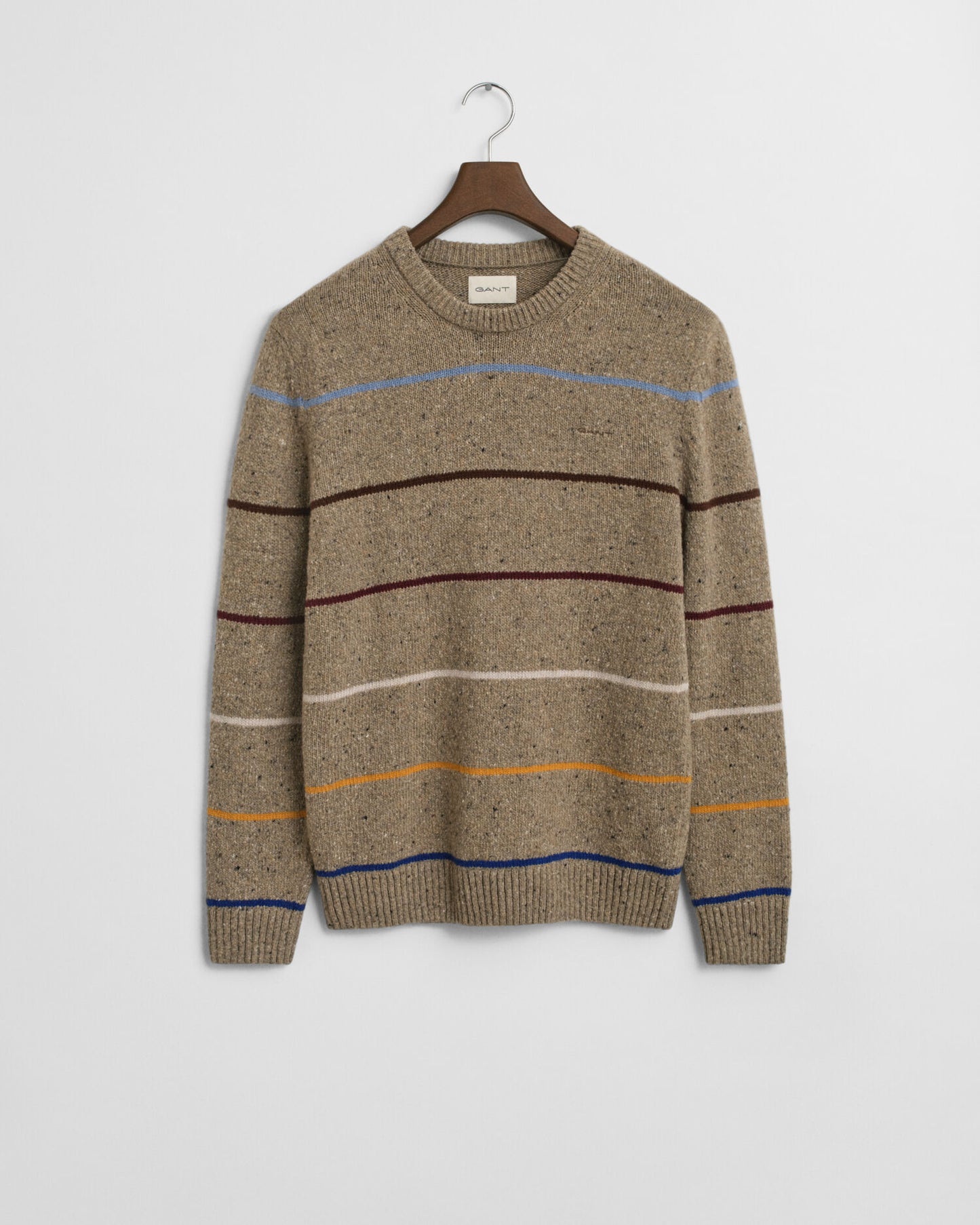 Striped Wool Blend Nepps Crew Neck Sweater