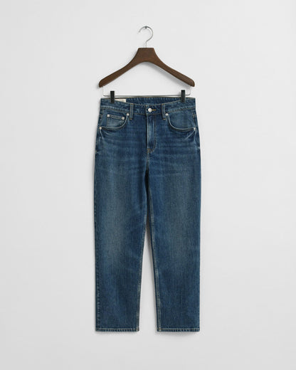 Cropped Straight Leg Stretch Jeans