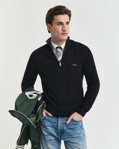 Cotton Piqué Half-Zip Sweater