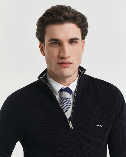 Cotton Piqué Half-Zip Sweater