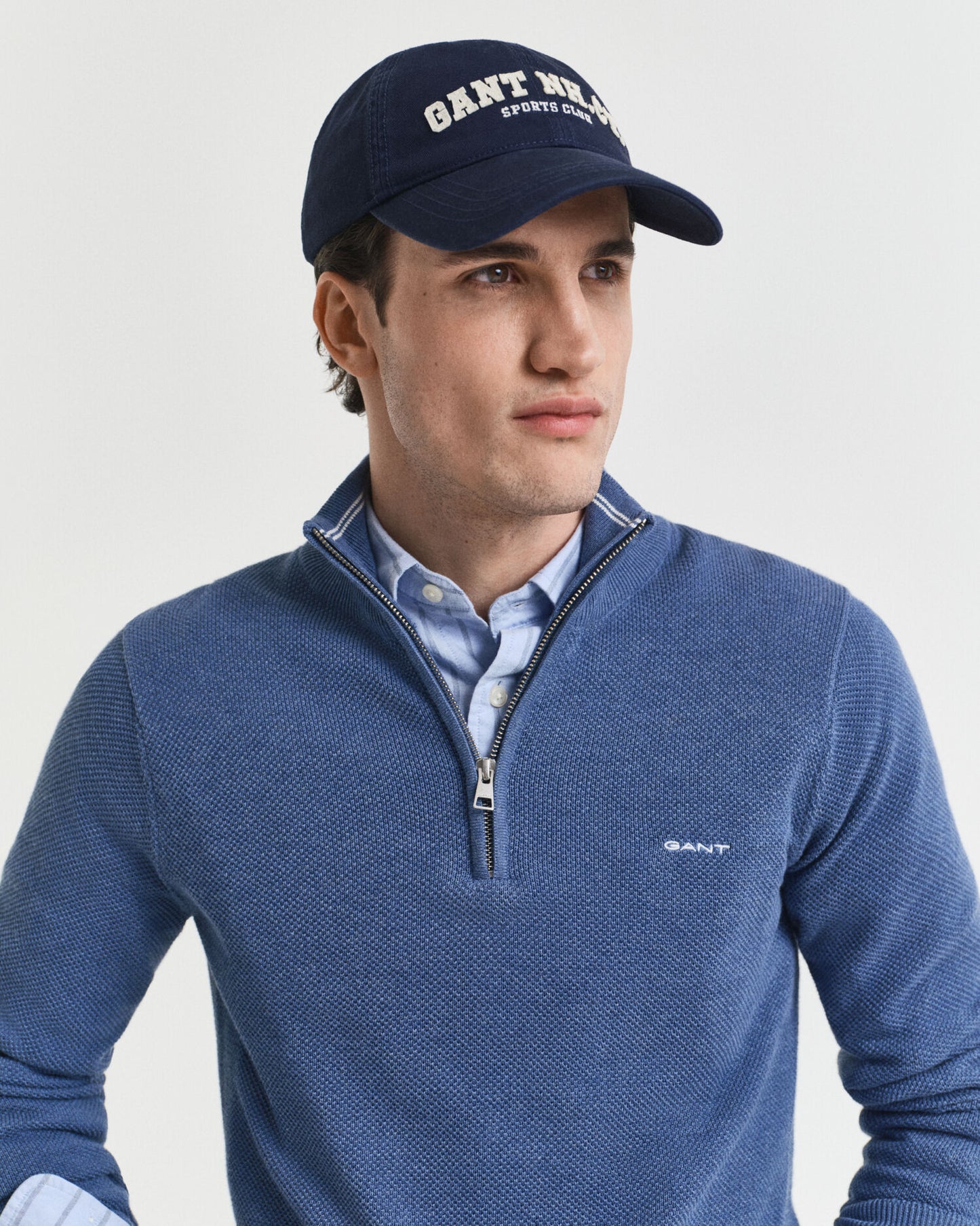 Cotton Piqué Half-Zip Sweater