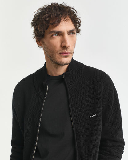 Cotton Piqué Zip Cardigan