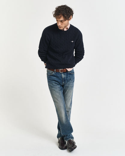 Cotton Cable Knit Crew Neck Sweater
