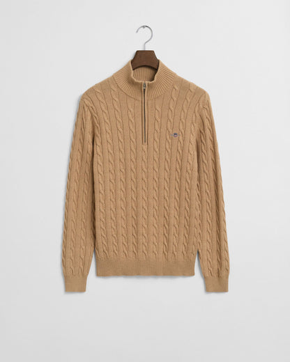 Cotton Cable Knit Half-Zip Sweater