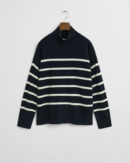 Striped Superfine Lambswool Turtleneck Sweater