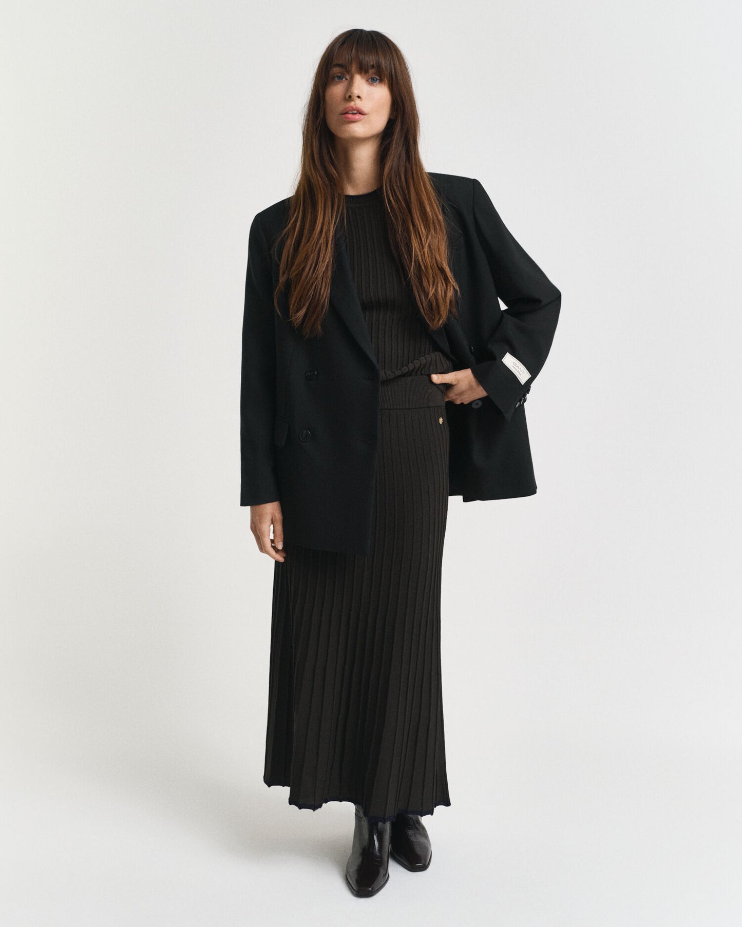 Contrast Ribbed Knit Skirt