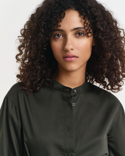 Cotton Satin Long Sleeve Dress