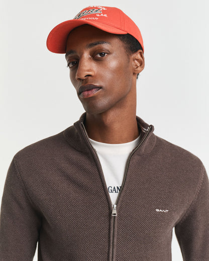Cotton Piqué Zip Cardigan