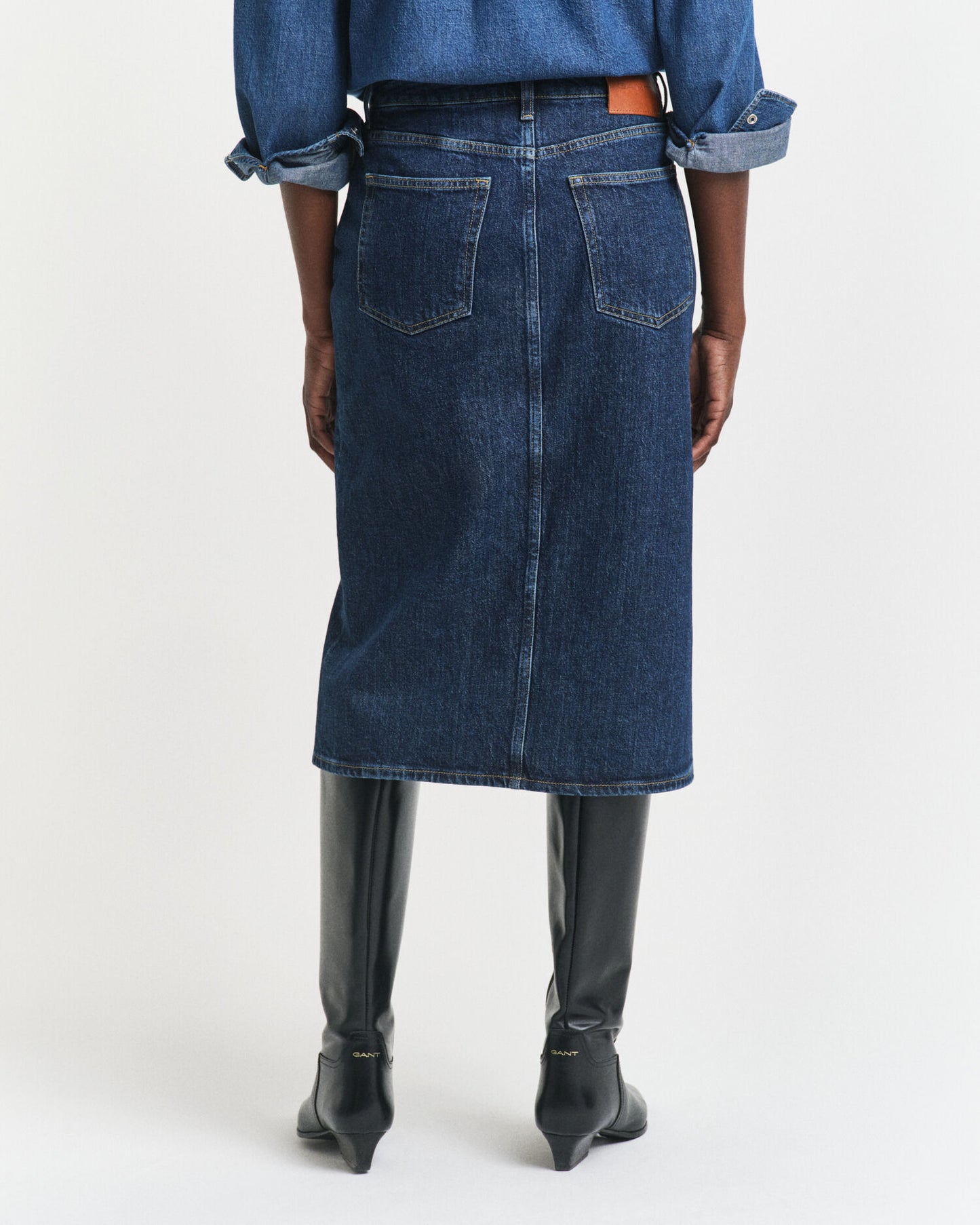 Buttoned Midi Denim Skirt
