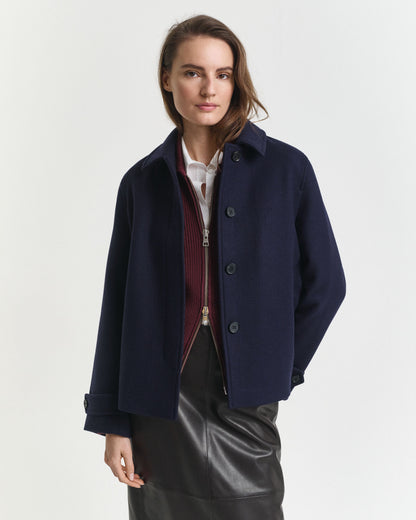 Wool Blend Short Car Coat