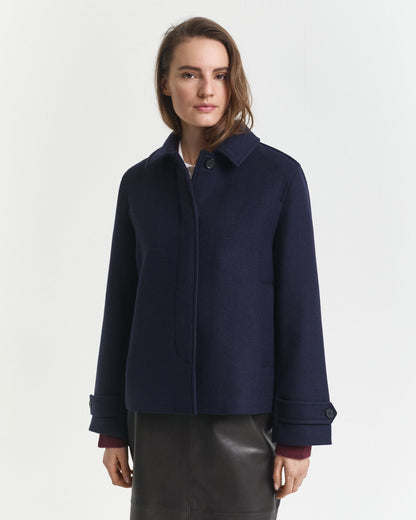 Wool Blend Short Car Coat