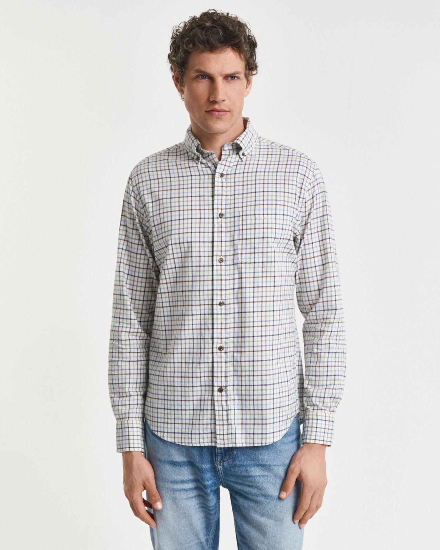 Regular Fit Tattersall Checked Twill Shirt