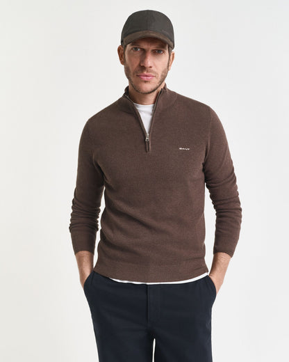 Cotton Piqué Half-Zip Sweater