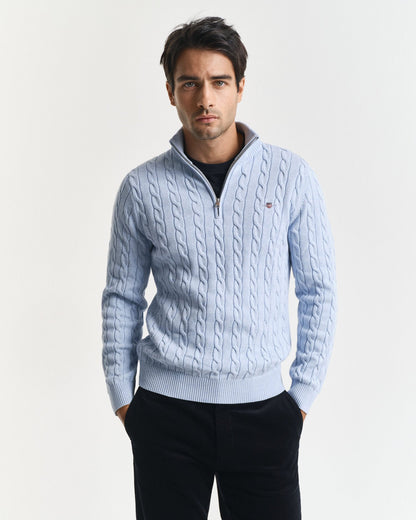 Cotton Cable Knit Half-Zip Sweater