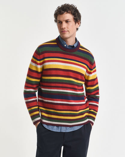 Multicolored Striped Crew Neck Sweater