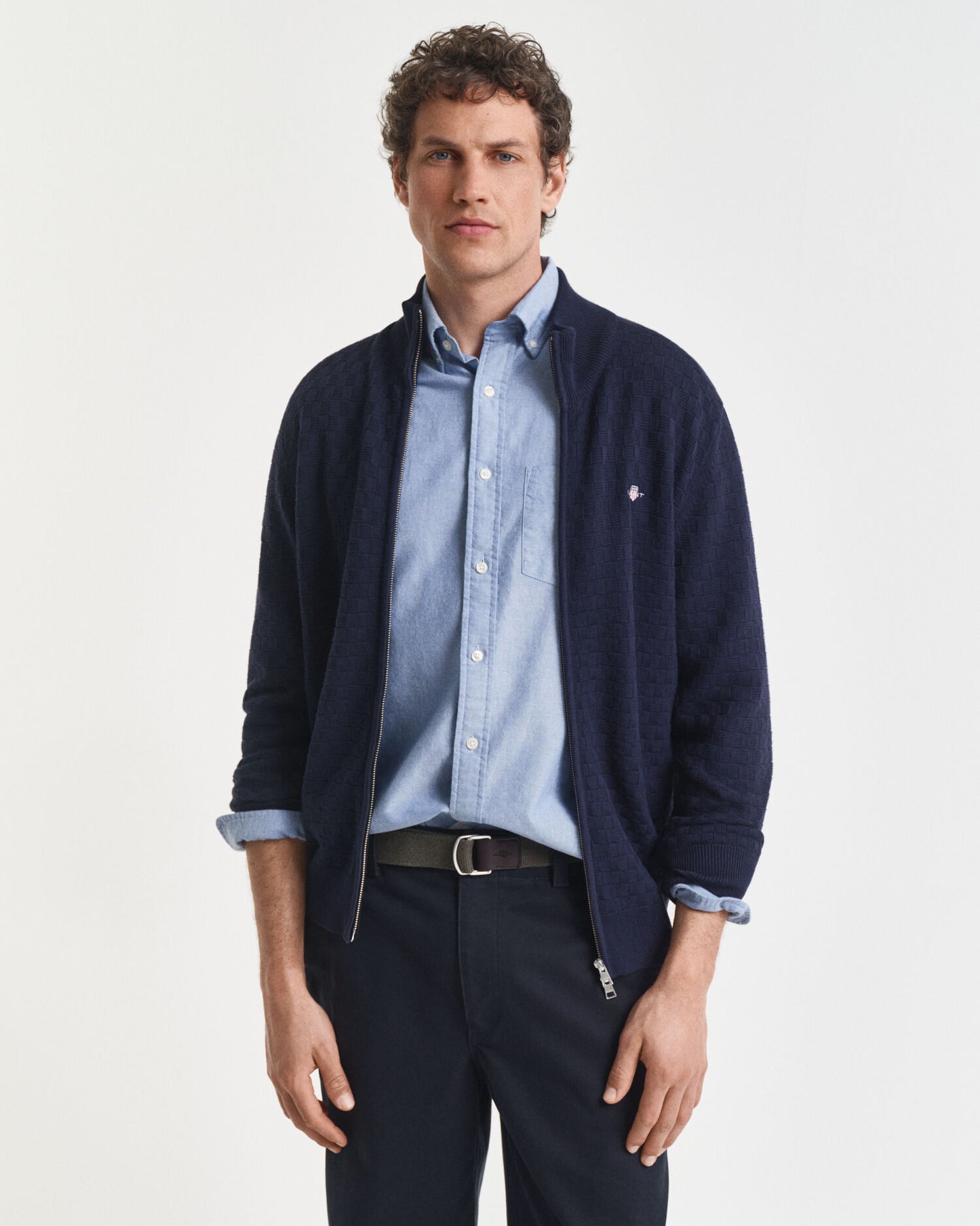 Micro Textured Zip Sweater