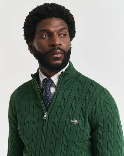 Cotton Cable Knit Half-Zip Sweater