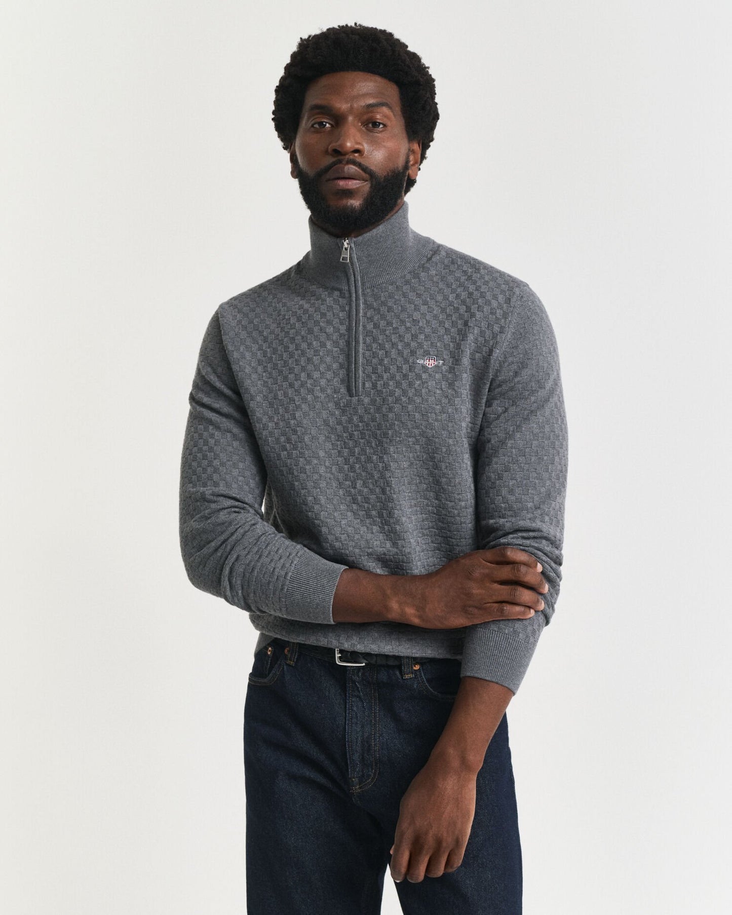 Micro Textured Half-Zip Sweater