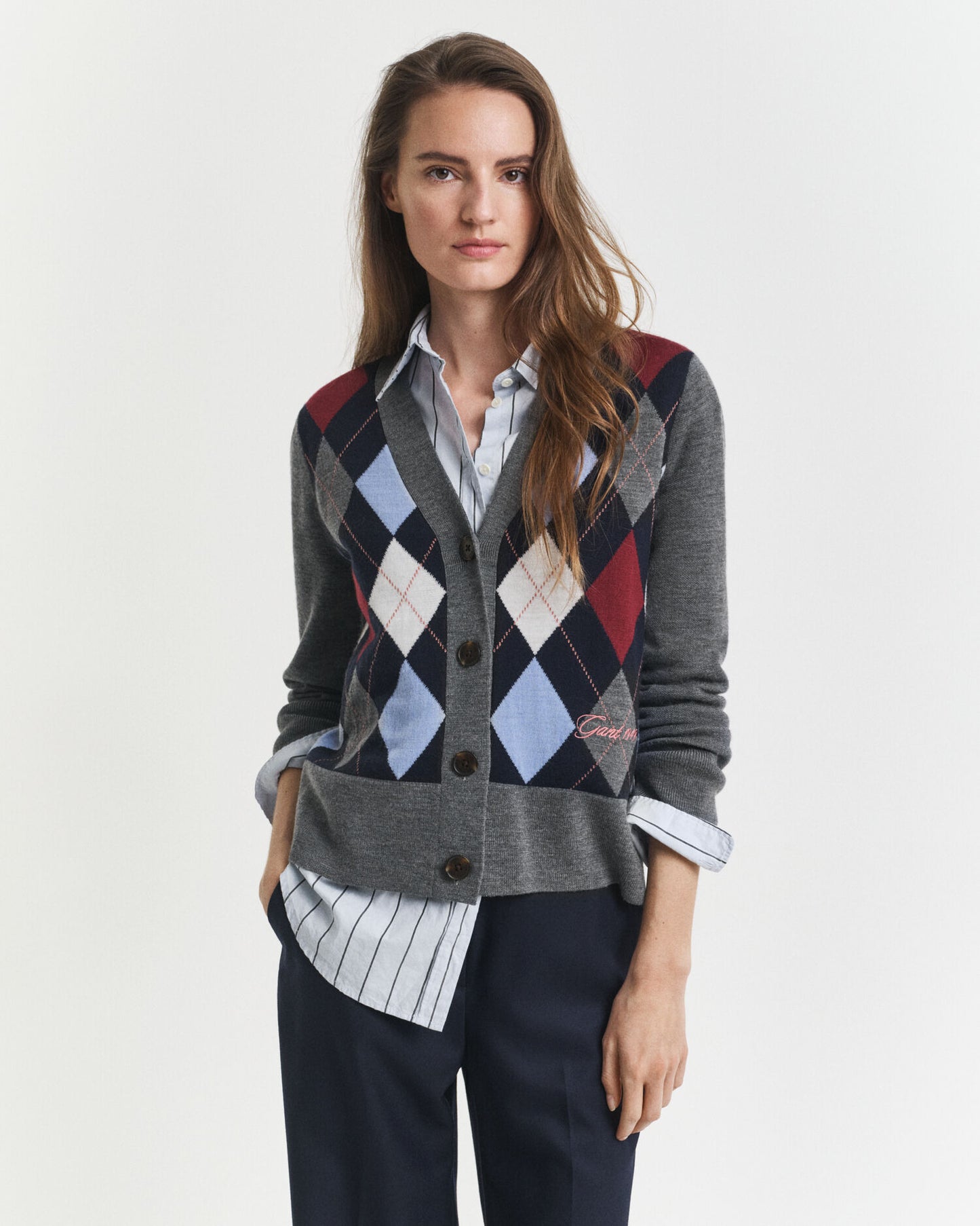 Argyle V-Neck Cardigan