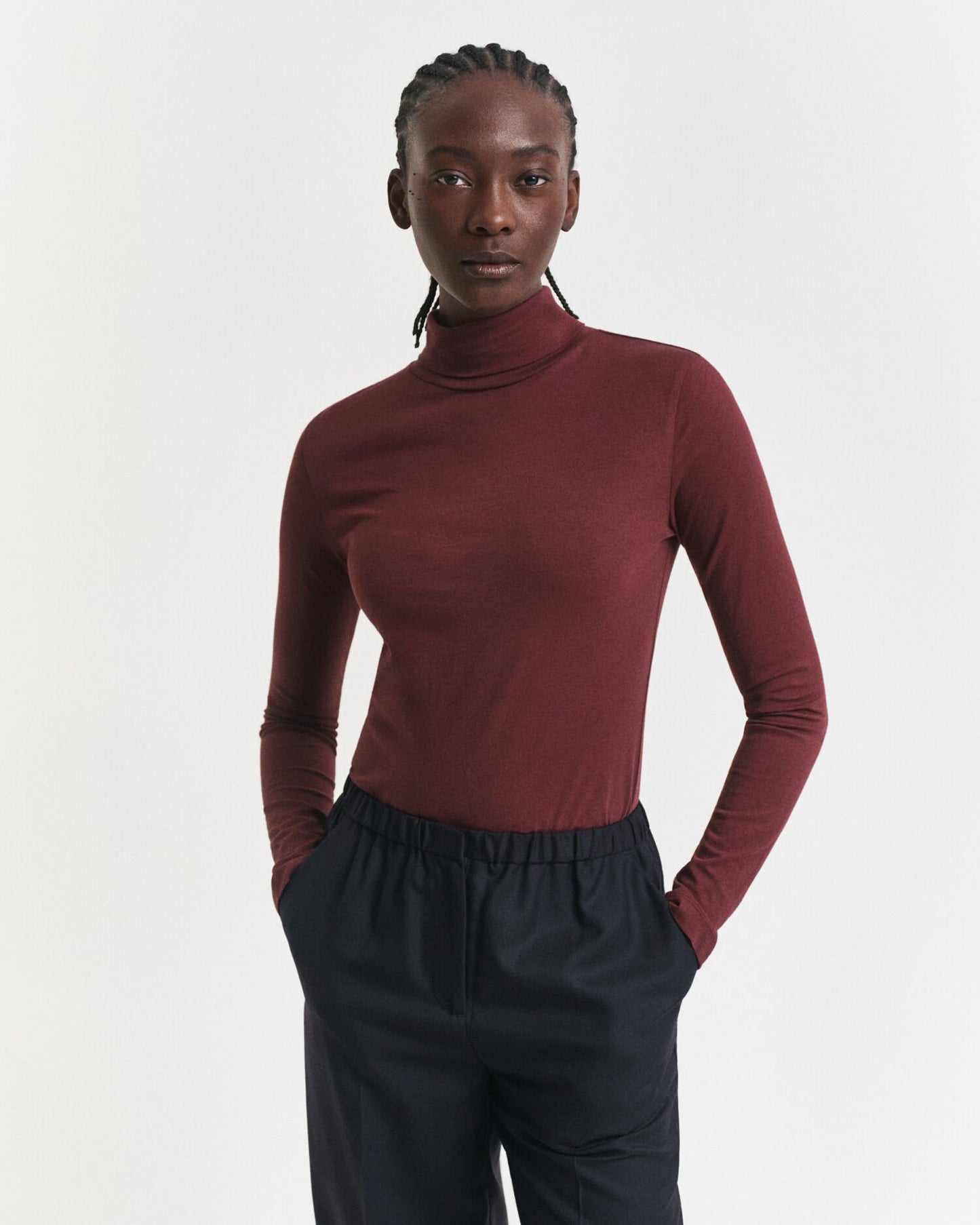 Lightweight Cotton Turtleneck Top