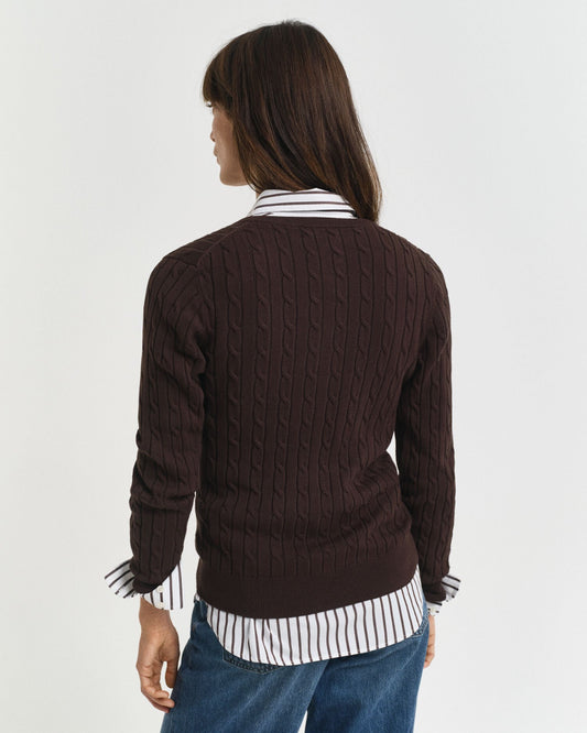 Stretch Cotton Cable Knit Cardigan