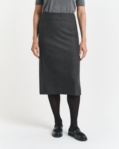Midi Checked Wool Pencil Skirt