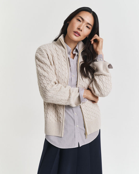 Cable Knit Zip Cardigan