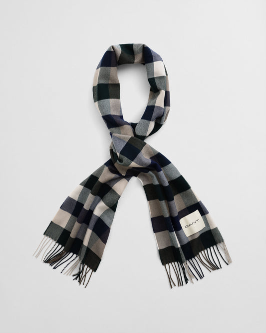 Checked Wool Blend Scarf