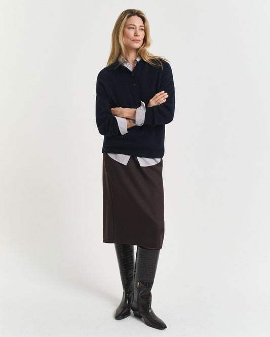 Wool Blend Midi Pencil Skirt